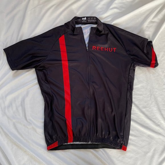 Reehut Cycling Jersey Shirt Full Zip Short Sleeve Size XL Black Red - Picture 1 of 5